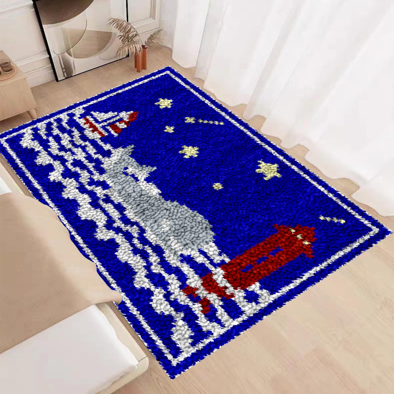 Kit per tappeto con gancio a scatto per adulti, tela stampata, arazzo ricamato, kit fai da te, filato all'uncinetto, cuscino per pavimento per la decorazione della casa