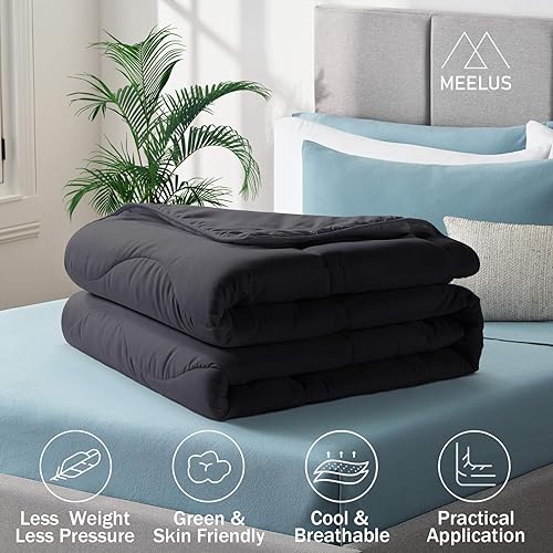 Miniatura 2 de Edredón ligero negro refrescante, relleno de edredón para todas las estaciones, transpirable tamaño Queen, ropa de cama de verano de microfibra