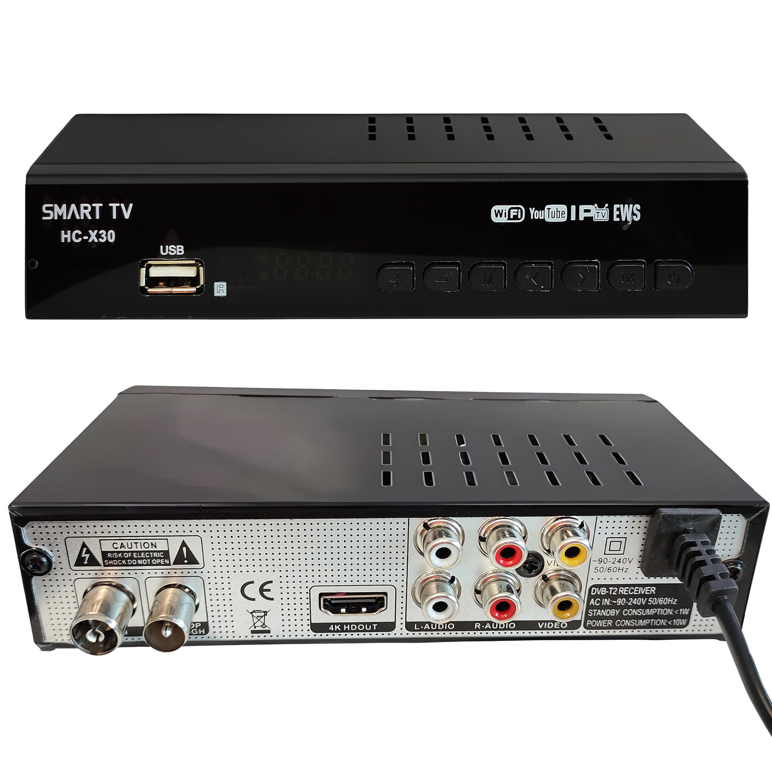 Retoo DVB-T2 Receiver, Tuner, Empfang Aller freien SD und HD, H.264, H.265, HDMI 1.4, 10bit HEVC, USB 2.0, LAN, Full-HD 1080p, Digital TV Kabelreceiver mit Fernbedienung Terrestrischer Decoder Schwarz