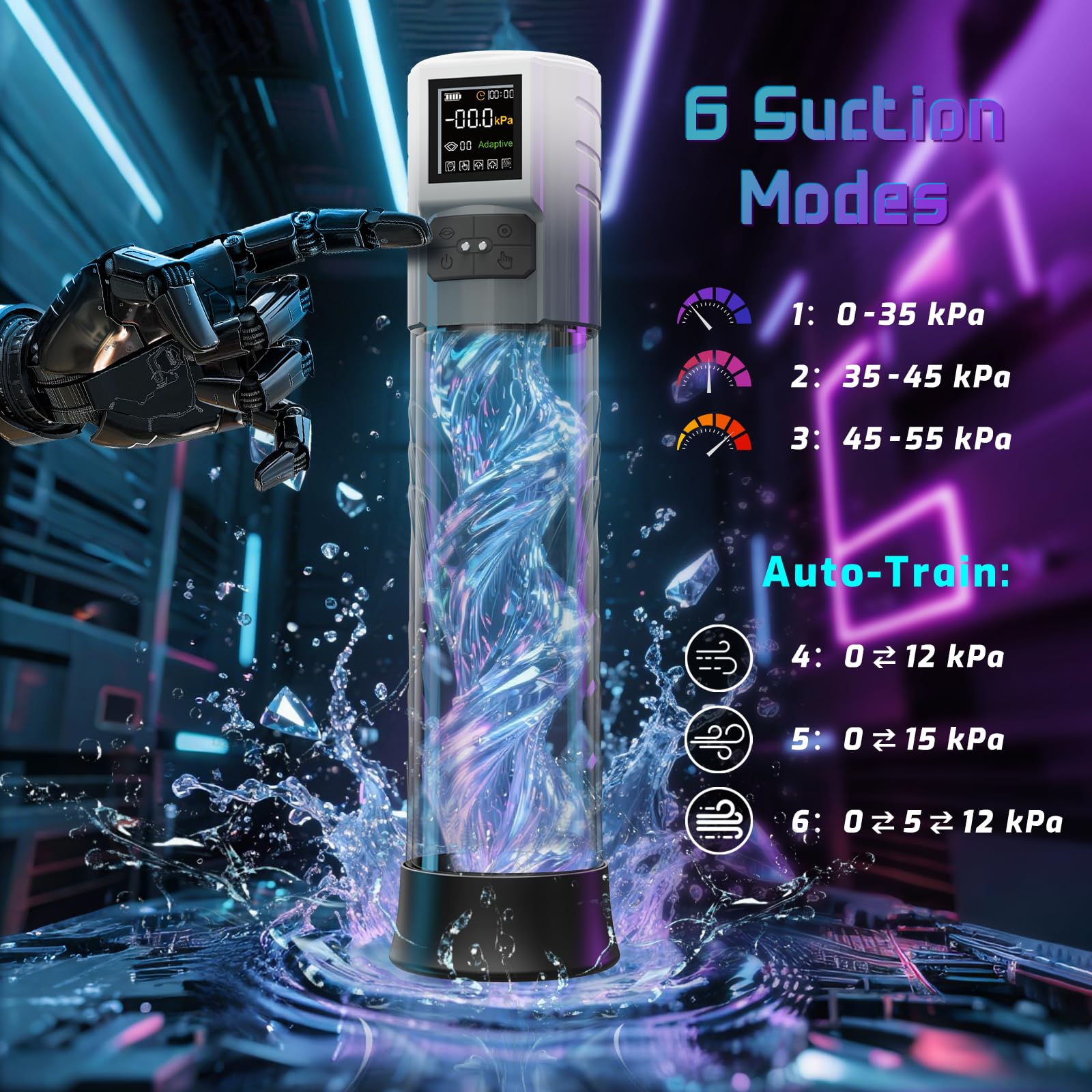 HIVEFUN Pompe à Pénis Sex Toys Homme Masturbateurs Masculins, Pompe Penis Masturbateur Automatique avec Mode Adaptive 6 modes de succion, Affichage LCD Masturbeuse Masculin Agrandir son Pénis