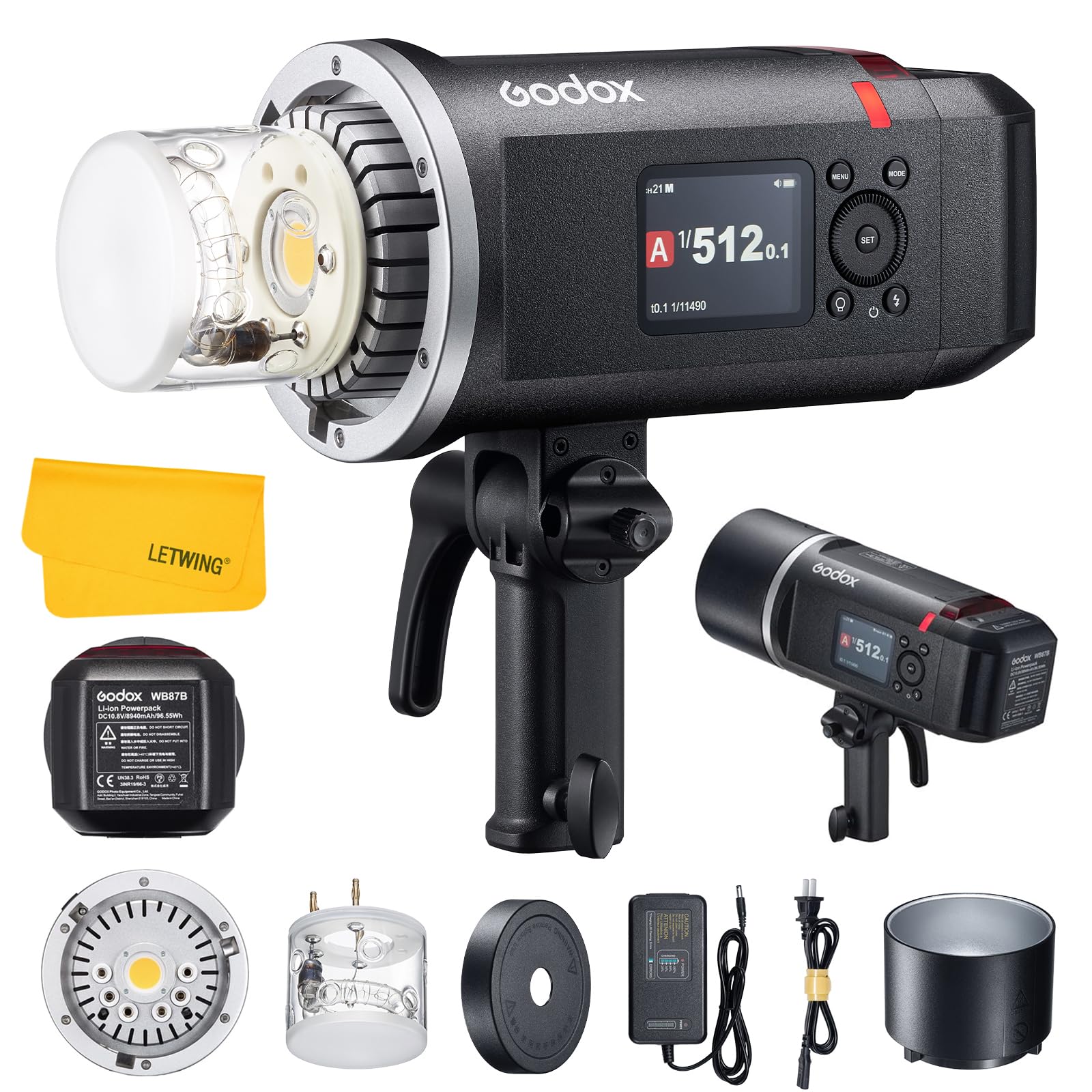 GODOX AD600BM II AD600BMII Outdoor Flash Strobe, 600Ws 2.4G Wireless Strobe Flash Monolight, 8940mAh Li-ion Battery, 500 Full Power Flashes, 0.01-1.9s
