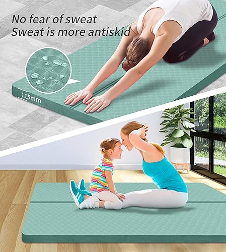 Miniatura 6 de nuveti Esterilla de ejercicio grande 0.591 in0.787 in1.181 in de grosor Alfombrilla de entrenamiento para fitness, yoga, pilates, estiramiento y