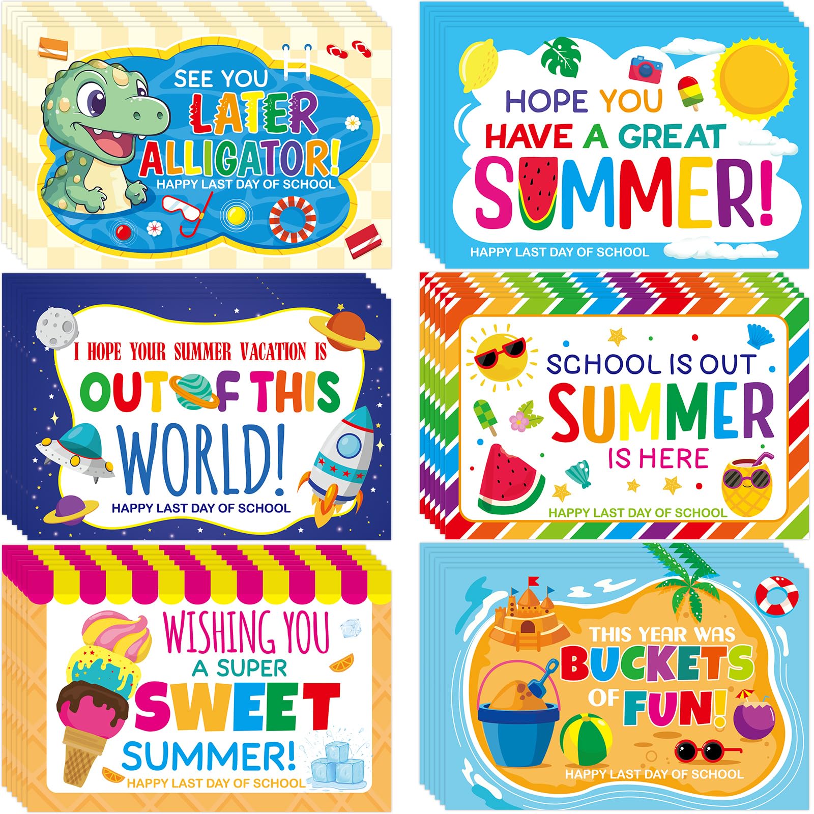 Treasure Cove End of the School Year Postcards for Kids Have a Great Summer Notecards from Teacher Send to Students Preschool Kindergarten Graduation