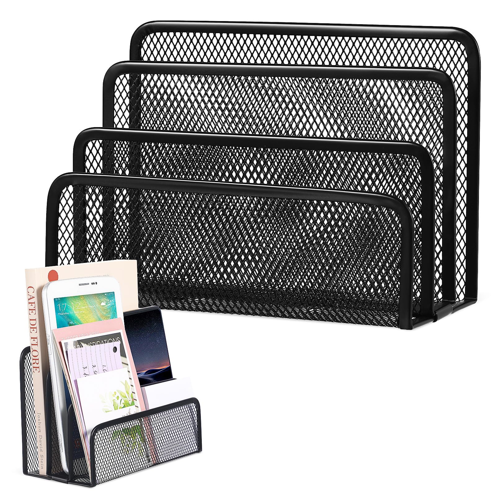 Organisateur De Fichiers Métallique À 3 Compartiments Trieur De Bureau Pour Documents A4 Porte-Dossiers Et Brochures Range Documents Compact 6.89X4.72X3.35In Rangement Bureau Pratique