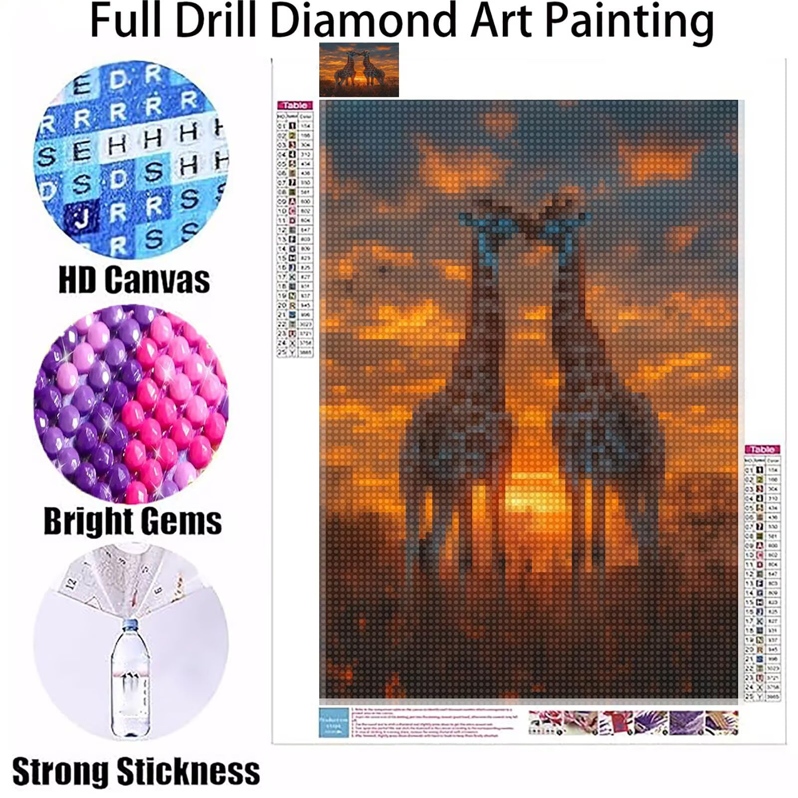 Diamentowe malowanie zwierząt malarstwo diamentowe dorośli 5d okrągłe diamenty pełne malowanie diamentowe obrazy 80 x 100 cm zachód słońca dekoracje ścian domowych, prezent dla mamy i walentynki T404