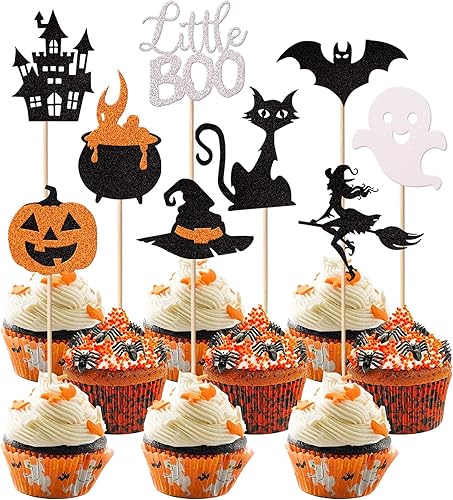 Paquete de 32 adornos clásicos de terror para cupcakes de películas de terror, personajes de películas de terror Have a Killer Birthday Cupcake