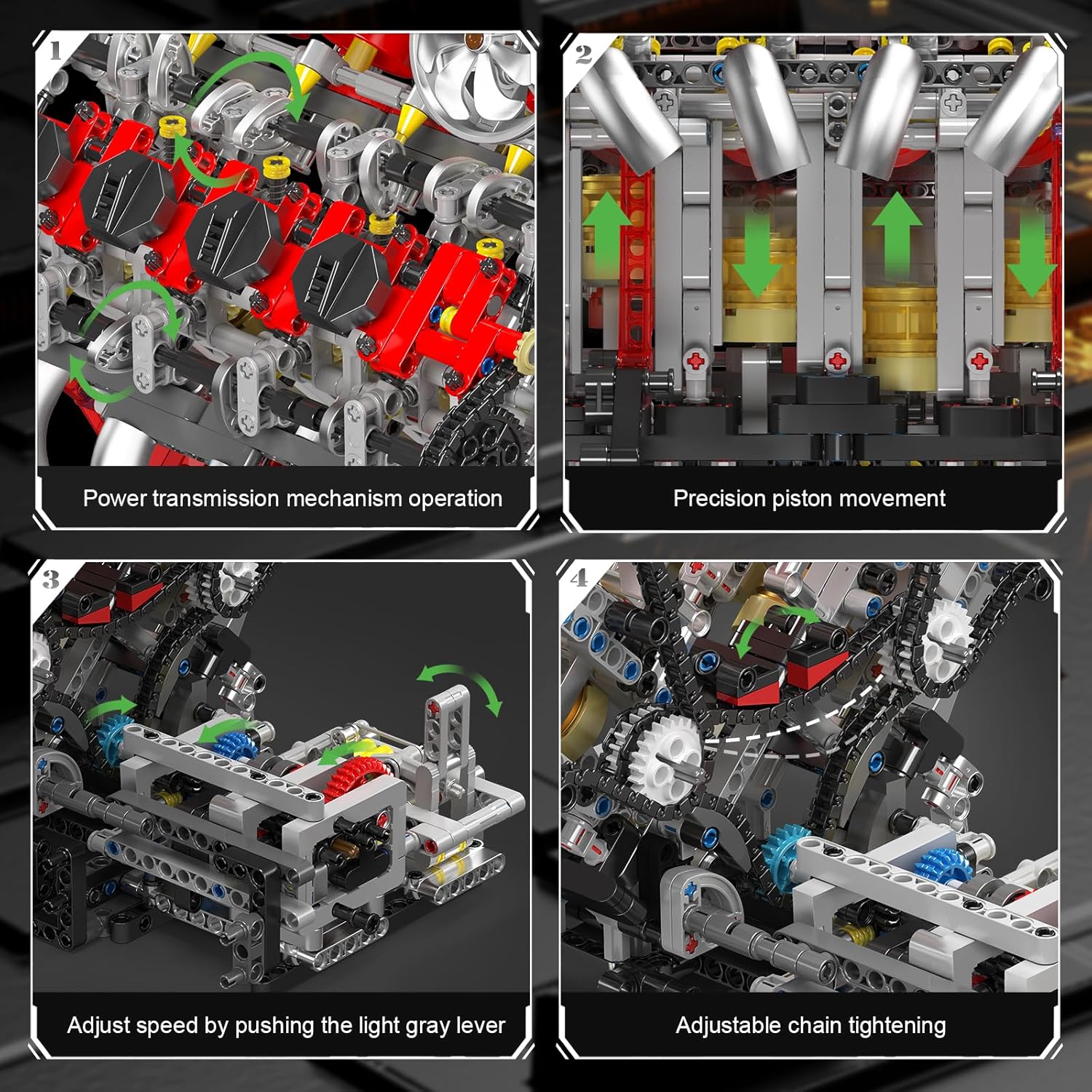 Mould King V8 Engine Building Blocks Sets, V8 Engine Model Kit That Runs, MOC Engineering Model Building Kit with Battery and Motor, 2718 PCS Building Blocks for Adults