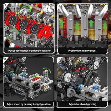 Mould King V8 Engine Building Blocks Sets, Engine Model Kit | V8 Engine Model Kit That Runs, A Gift for Car and Engine Enthusiasts, 2718 PCS Engineering Model Kit with Battery and Motor