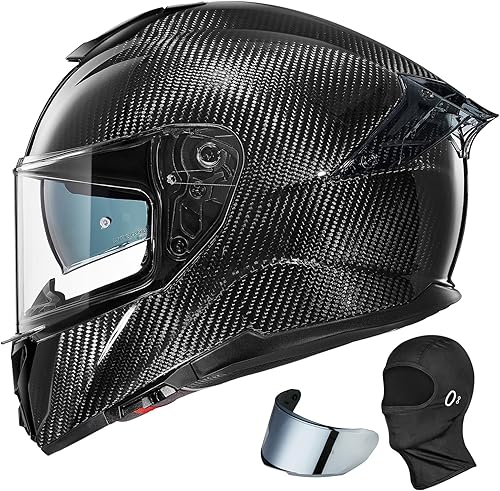 ILM Casco ligero de fibra de carbono de cara completa de motocicleta para adultos, hombres y mujeres, bicicleta de montaña, bicicleta de calle, ATV,
