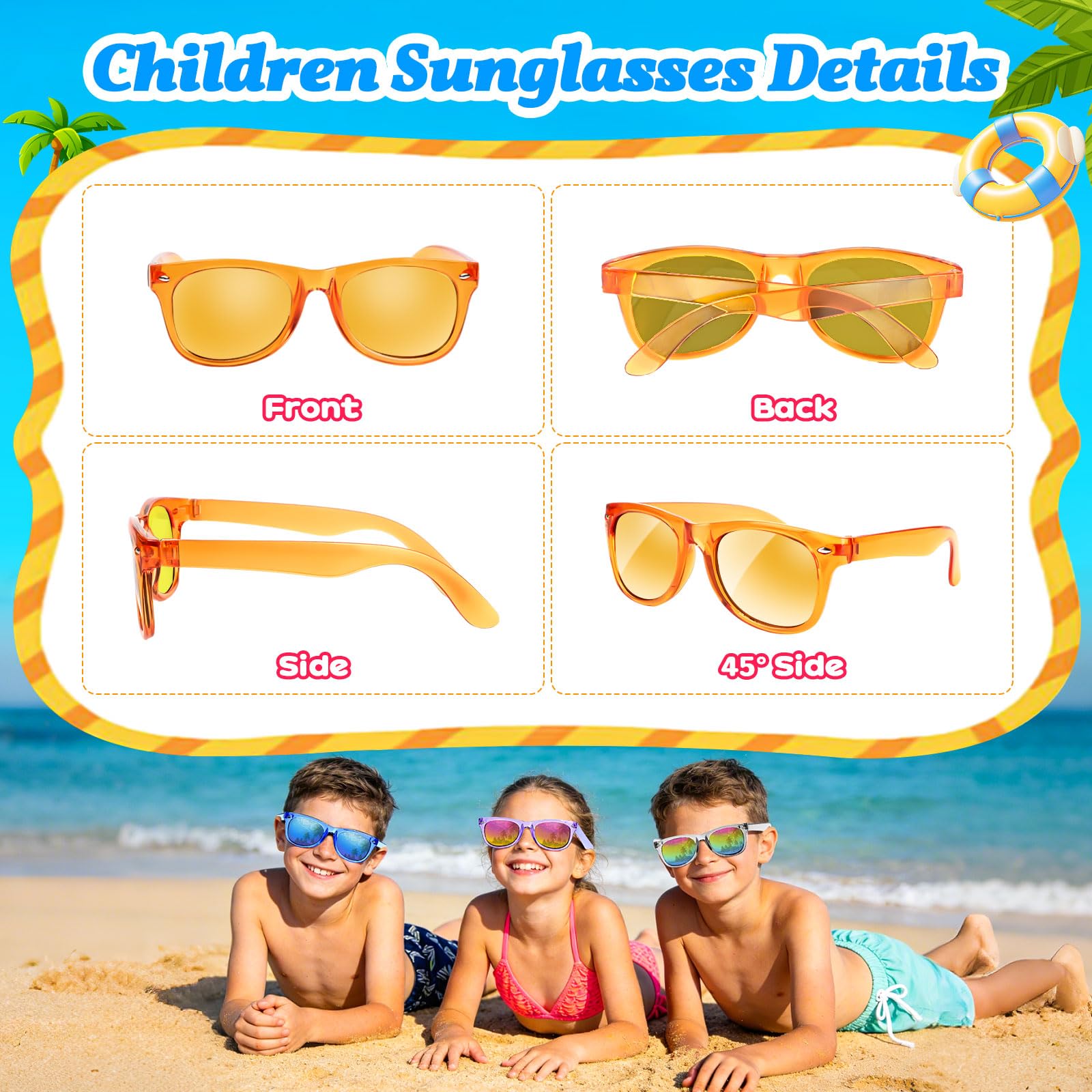 24 Stück Kinder-Sonnenbrillen, Partyzubehör, Geschenktüten für Kinder im Alter von 3–8 Jahren, Neonbrillen für Jungen und Mädchen, mit UV400-Schutz, Geburtstag, Klassenzimmer