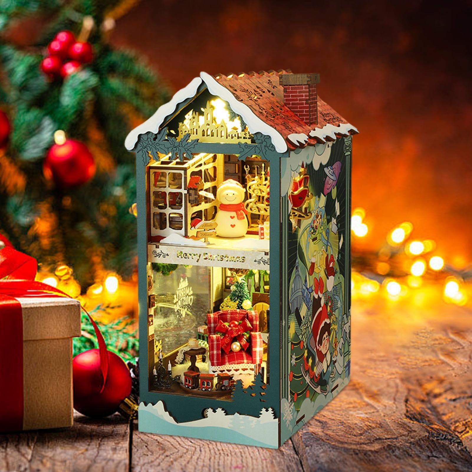 Weihnachts-Buchecke, Bausatz für Weihnachten, Miniatur für Weihnachten