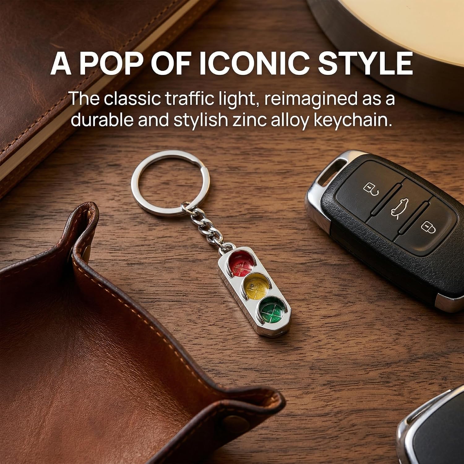 MAGICLULU 4 Pack Metal Traffic Light Keychain, 3D Signal Lamp Keyring for Car Keys, Miniature Traffic Signal Keychain Set for Backpack Purse Handbag Decor image 4