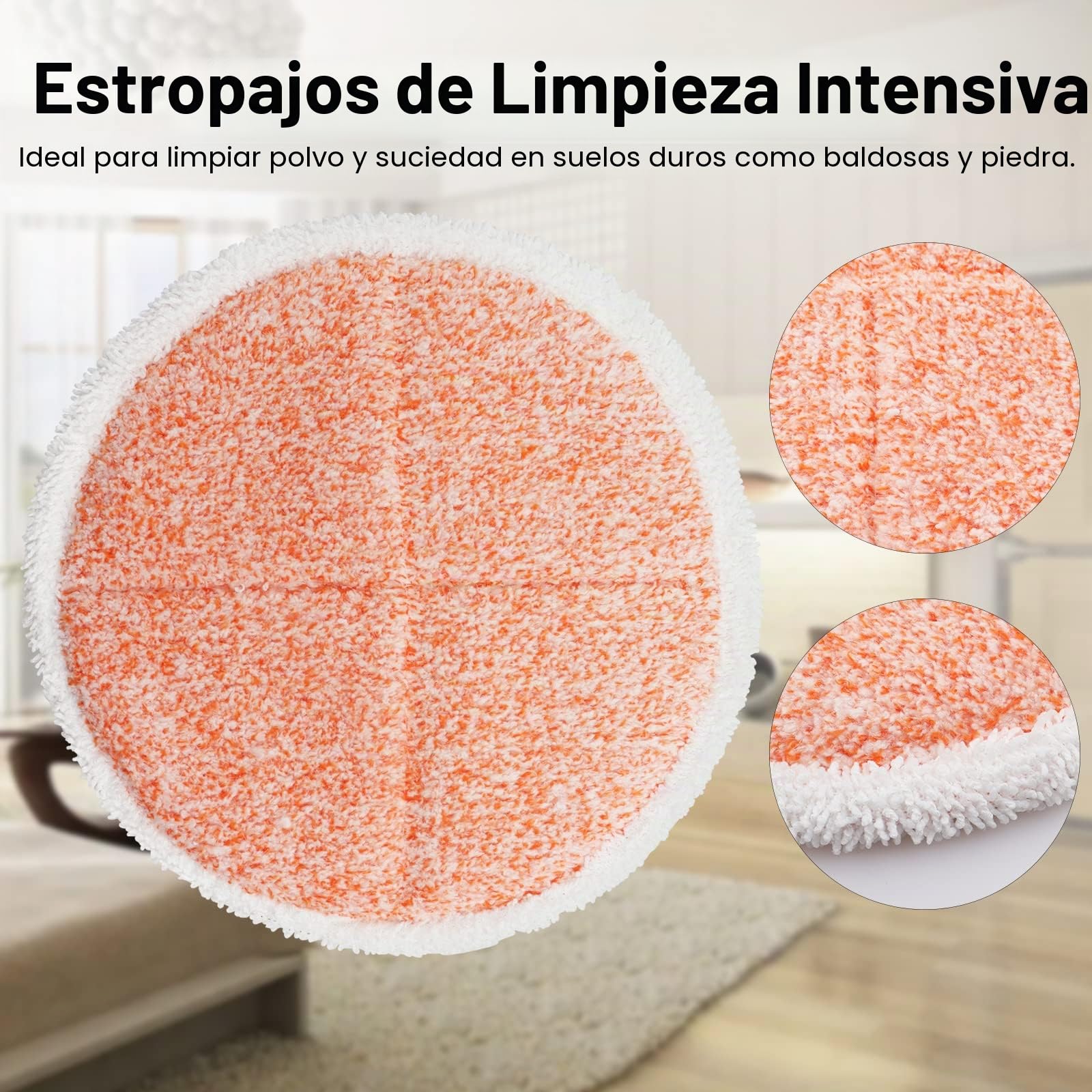 8 Almohadillas de Limpieza de Microfibra de Repuesto de Fregona eléctricas | 18,5 cm/7.3 Pulgadas Almohadillas Redondas de fregona giratorias para Limpieza de Suelos