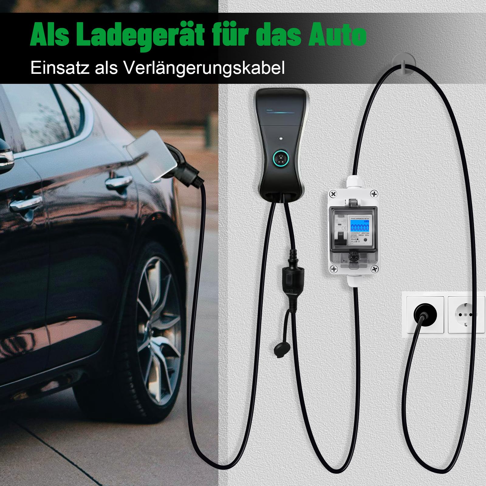 Mobilny cyfrowy licznik prądu do gniazdka, 230 V, 80 A, mobilny miernik KWH z wyłącznikiem ochronnym typu A fi ls 16 A i IP65, wodoszczelny przewód gumowy, przenośny, do samochodów kempingowych i