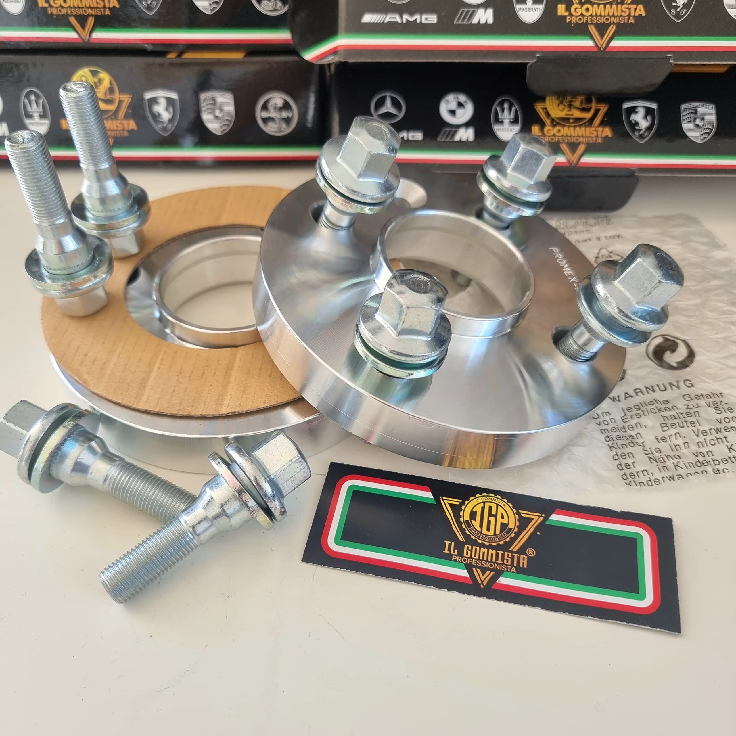 IGP 2 Distanziali Ruote 20 mm Compatibili Con Peugeot 206 / CC dal 2001> - 206 Plus dal 2009>- 207 / CC dal 06 al 2015-208 I II dal 2012>- 307 & 308 dal 2003 al 2013 + bulloni Piatti OEM