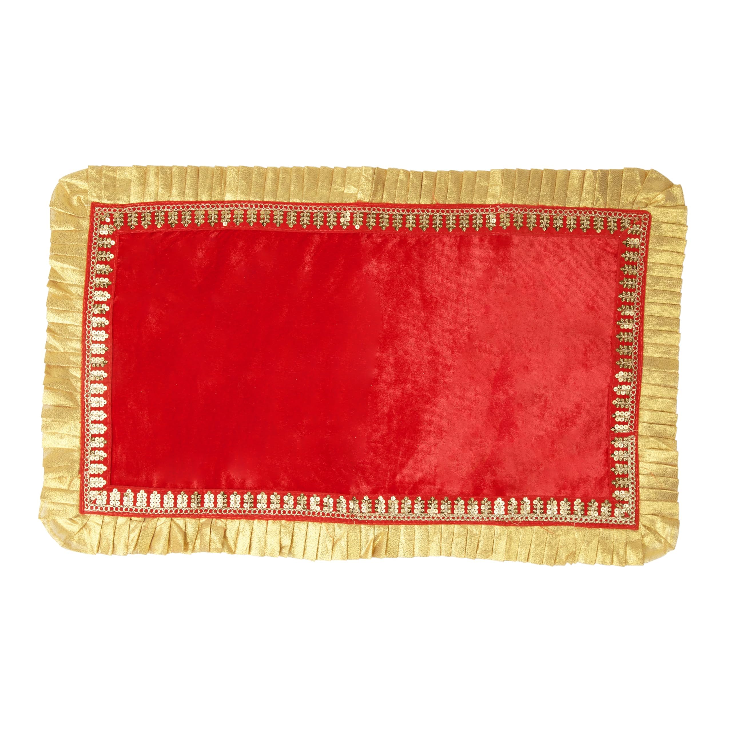 Tapis de pooja grand tissu décoratif traditionnel aasan en velours rouge pour fête indienne
