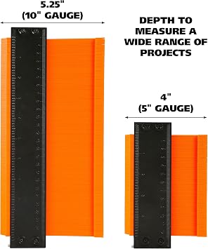 GreatNeck Contour Gauge Set, 5 and 10 Inch Contour Gauge Tool with Lock, Made of High Quality ABS Plastic and Rustproof Metal, Dual Measurement on Both Sides
