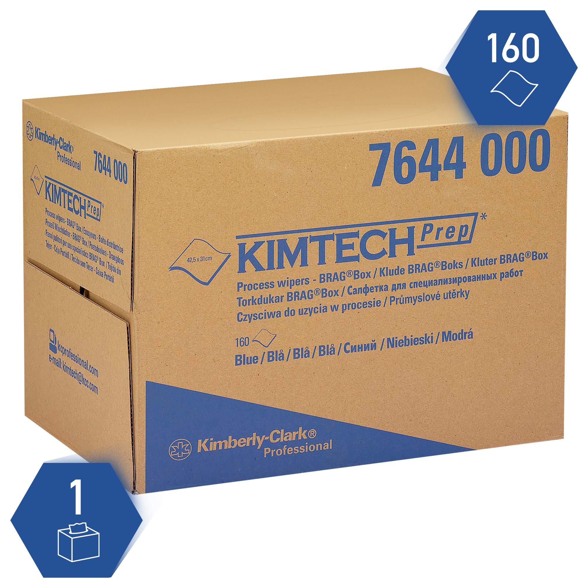 Kimtech Paños para procesos 7644,1 caja BRAG Box x 160 paños azules