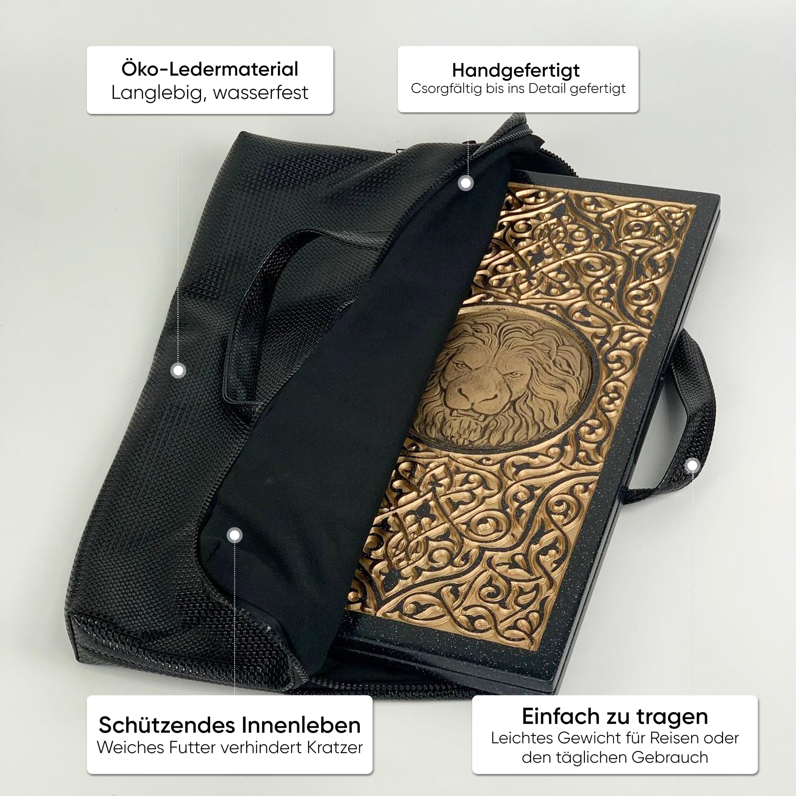 Luksusowy backgammon z kamienia akrylowego – ręcznie robiona gra strategiczna 47 × 23 cm torba i wartość edukacyjna Rozmiar: 47 cm (18,5 cala)