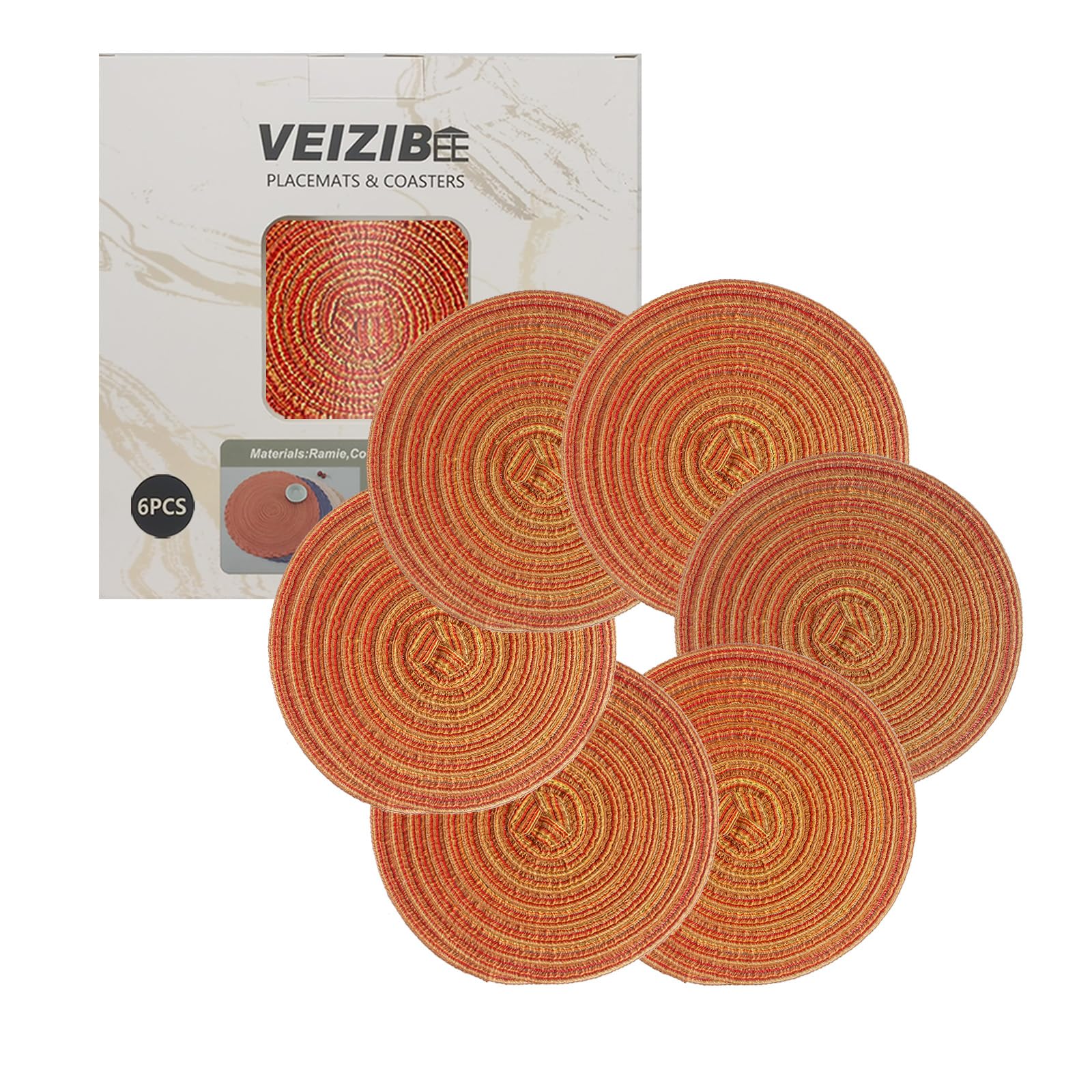 Penguin Home® - Set di 12 tovagliette, sottobicchieri e portatovaglioli con perline di vetro, colore oro, tovagliette rotonde, realizzate a mano da abili artigiani indiani, diametro 32 cm
