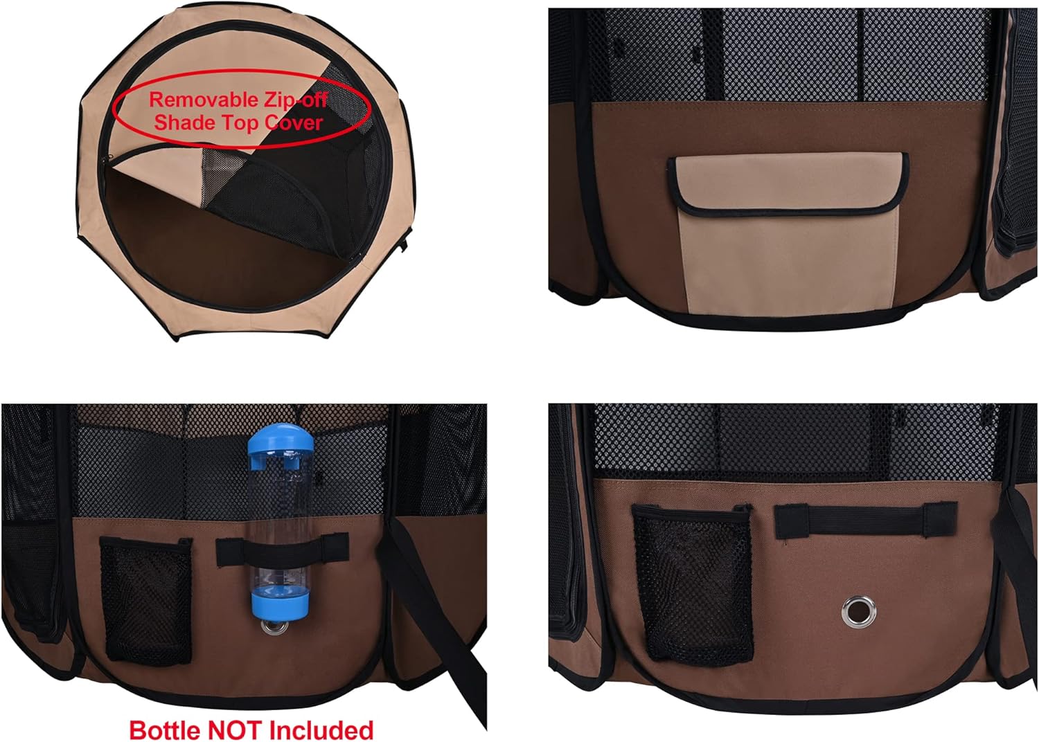 2-Door Folding Soft Pet Playpen (2 Year Warranty), Plus Carrying Bag and Food Grade Silicone Bowl, 10-Size and 12-Color Portable Dog Cat Playpen, Exercise Pen, Indoor & Outdoor Pet Home