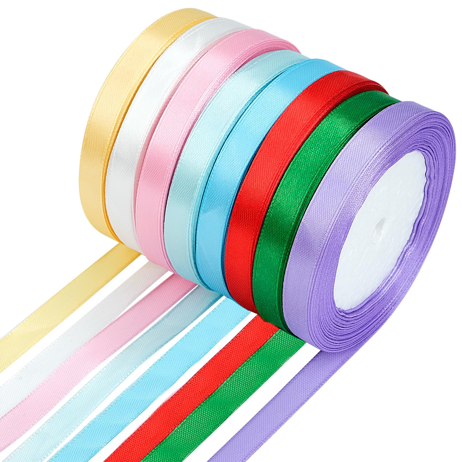 RAFIYU Gift Ribbon 8 Colours, 1 cm x 22 m Satin Ribbon, 8 Pieces ...