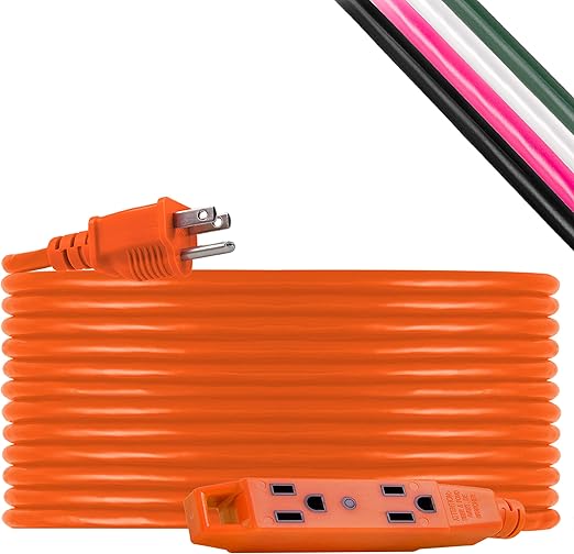 UltraPro 50 Ft Extension Cord, 3Outlet Power Strip, Double Insulated, Grounded, Heavy Duty, 16