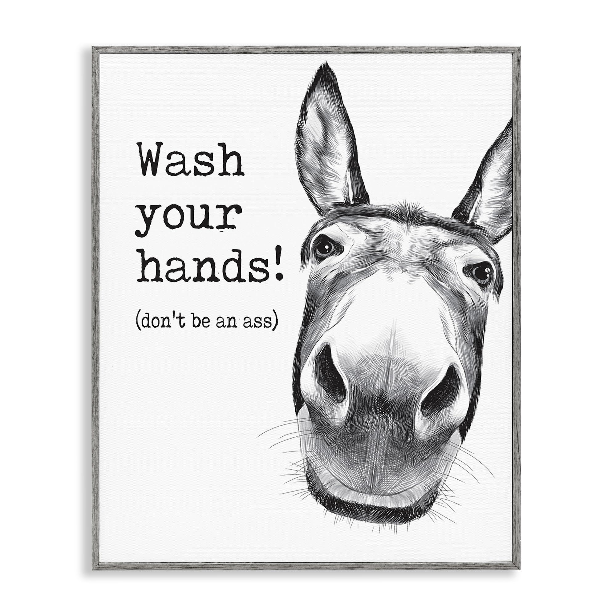 Stupell Industries 'Wash Your Hands Donkey Quote'| Framed Giclee Art