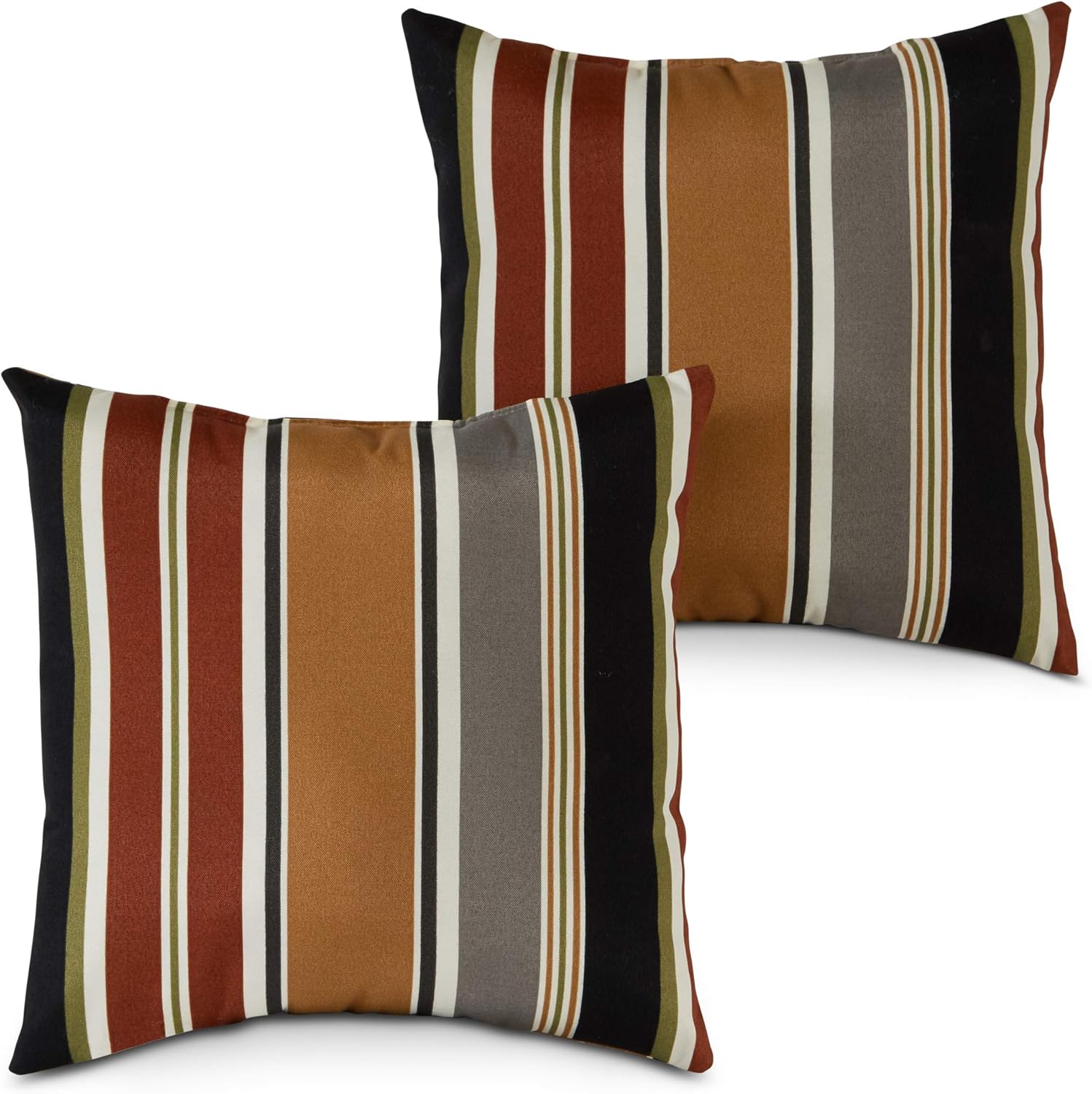 Greendale Home Fashions Outdoor 17-inch Square Throw Pillow, Set of 2, Espresso Stripe 2 Count Espresso Stripe Set of 2