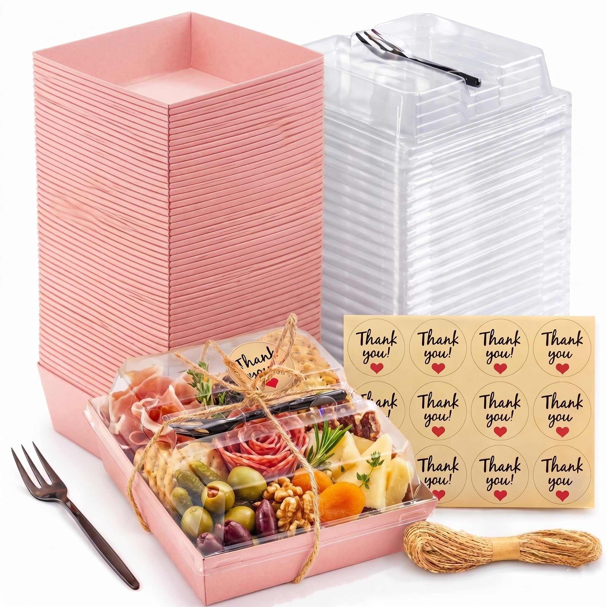 50 Pack 5in Small Clear Treat Boxes, Disposable Paper Dessert Boxes To Go