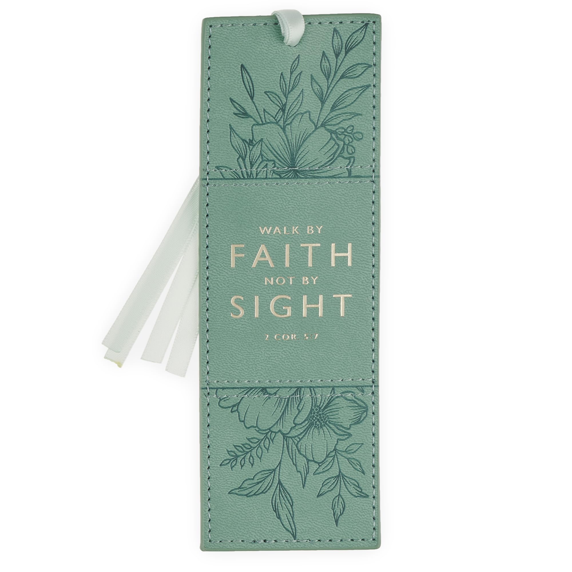 Christian Art Gifts Premium Faux Leather Scripture Bookmark: Walk by Faith