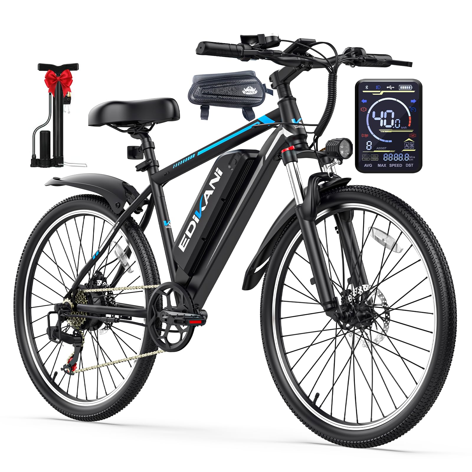 Electric Bike for Adults, Peak 1500W Ebike 26" Electric Mountain Bike 70 Miles Range, 648Wh Removable Battery, 40KMH Fast Commuter Electric Bicycle for Men, Lockable Front Suspension, 7-Speed Gears