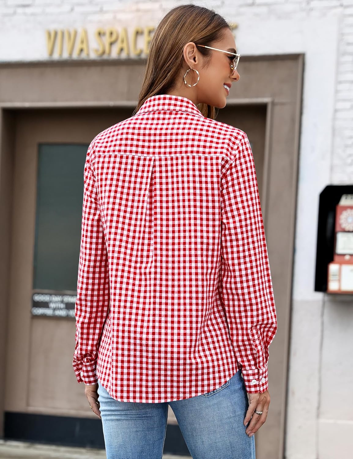 LOMON Button Down Shirt for Women Spring Summer Tops Long Sleeve Business Dressy Casual Blouses Collared Work Outfits Clothes - Image 3