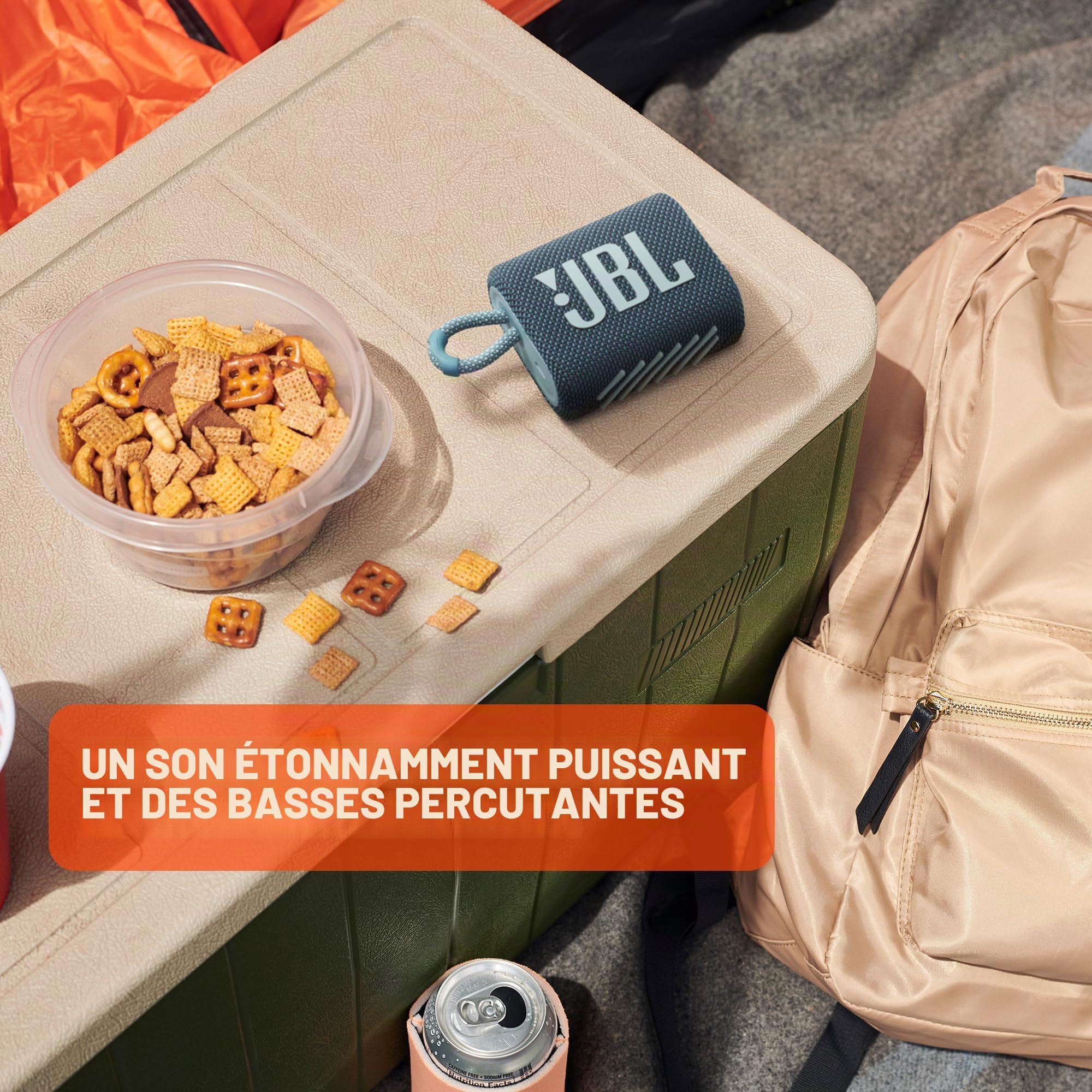 JBL Go 3 : Haut-Parleur Portable avec Bluetooth, Batterie intégrée, Fonction étanche et Anti-poussière – Rouge (JBLGO3REDAM)
