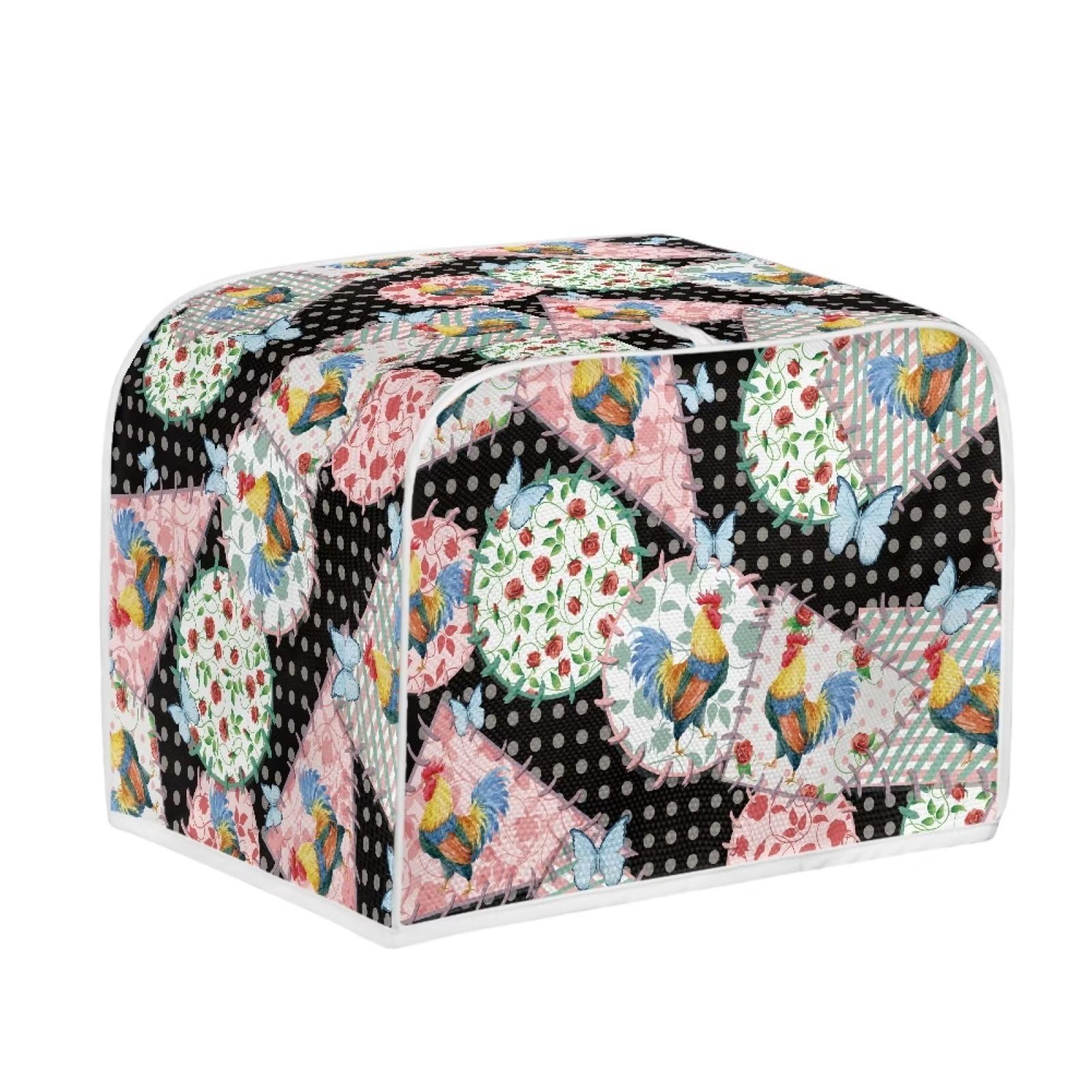 JSLXYYBQ Vintage Rooster Flower Print Kitchen Toaster Cover Appliance Bread Maker Cover Toaster Oven Dust Cover for Protect Bread Machine
