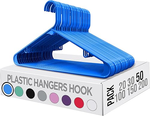 Miniatura 7 de Utopia Home Perchas de plástico paquete de 50  Percha para ropa con ganchos  Percha duradera y ahorra espacio  Perchas azules resistentes  Perchas