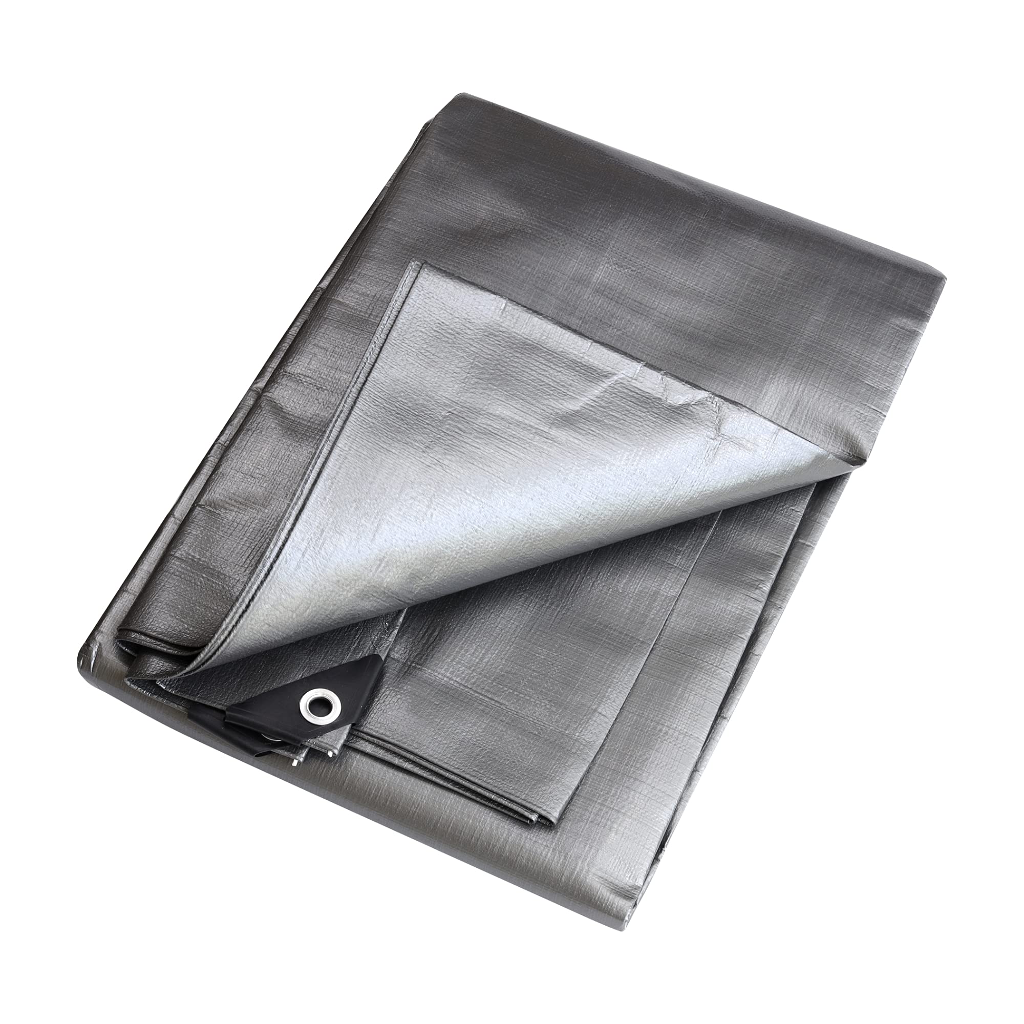 Bortaberg Silver Heavy Duty Tarpaulin, Waterproof Cover With Reinforced Eyelets, 260G/M² Pe Sheet For Garden Camping Construction ([M]3X4 || 9.8'X13.1')