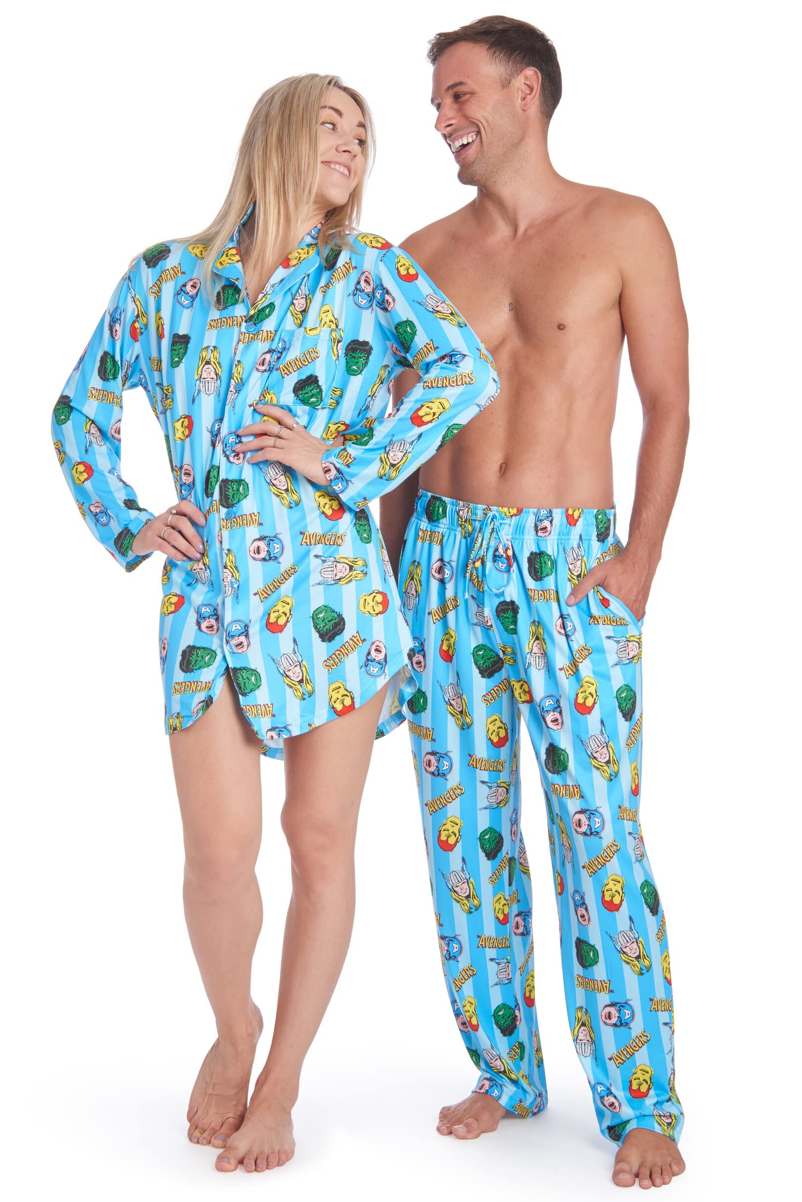 Marvel Avengers Adult His and Hers Matching Sleep Set Men's Lounge Pants or Women's Lounge Shirt