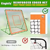 Vista 3 de KingDolly 4x4.5FT Overlocked Seam Baseball Rebounder Net, Bounce Back Net with 10 Adjustable Angles, Pitch Back Baseball Rebounder for Ground/Line