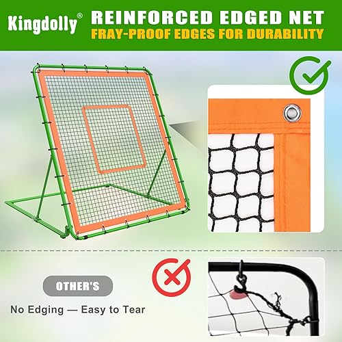 Miniatura 2 de KingDolly Red de rebote de béisbol de 4 x 4.5 pies, red de rebote con 10 ángulos de retorno de pelota, red de rebote de sóftbol de borde reforzado
