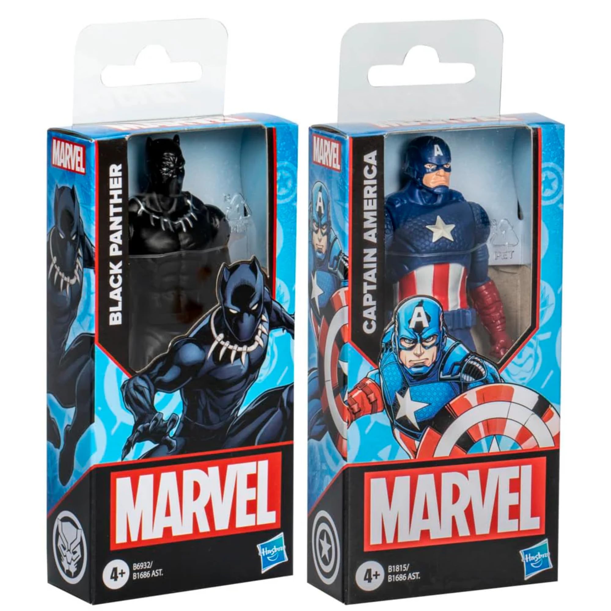 Marvel Articulated Poseable 6' 15cm Action Figures - Set of 2 - Black Panther & Captain America