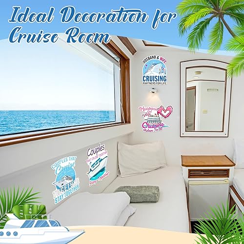 Miniatura 3 de Hoteam 4 piezas decoraciones magnéticas para puerta de crucero para parejas, imanes náuticos divertidos y resistentes al agua para marido y esposa,