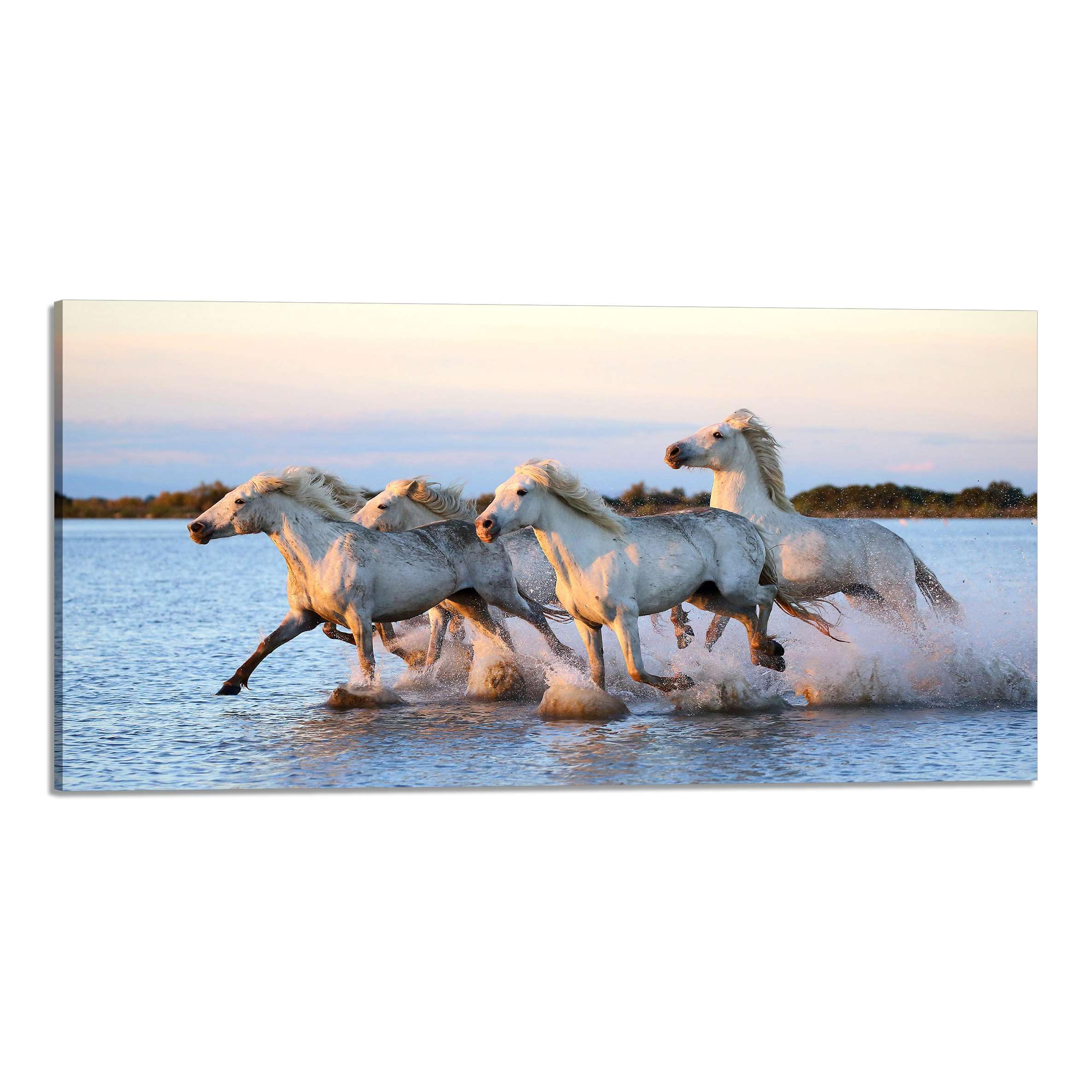 Mandria di cavalli - Quadro stampa su tela con Telaio in Legno - 140x70 cm