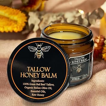 Tallow and Honey Balm, 2 PCS Tallow Face Cream, Moisturising Cream for Soft, Smooth Skin Handcrafted Easily Absorbed Non-greasy for All Skin Types (57g)