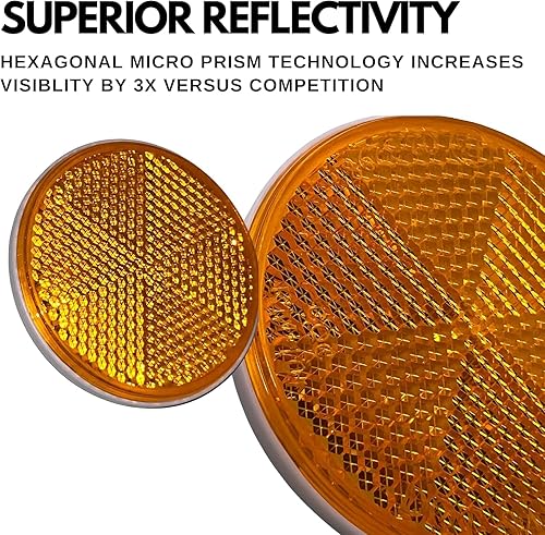 Miniatura 3 de Todas las piezas de camión de estrella 10 ámbar + 10 rojos Bicicleta reflectora redonda de 2 pulgadas, remolque, camión, barco, buzón, construcción,