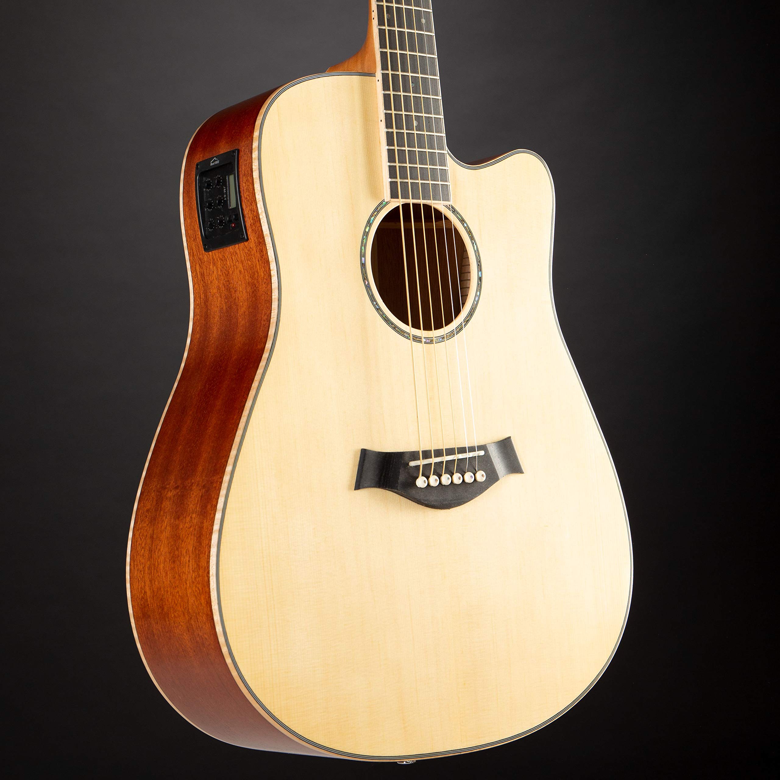 Red Hill DCE-48-S Westerngitarre, Dreadnought Bauform, Massive Fichtendecke, Mahagoni Boden und Zargen, 20 Bünde, JM-6T Tonabnehmersystem, Integriertes Stimmgerät, Mattes Finish