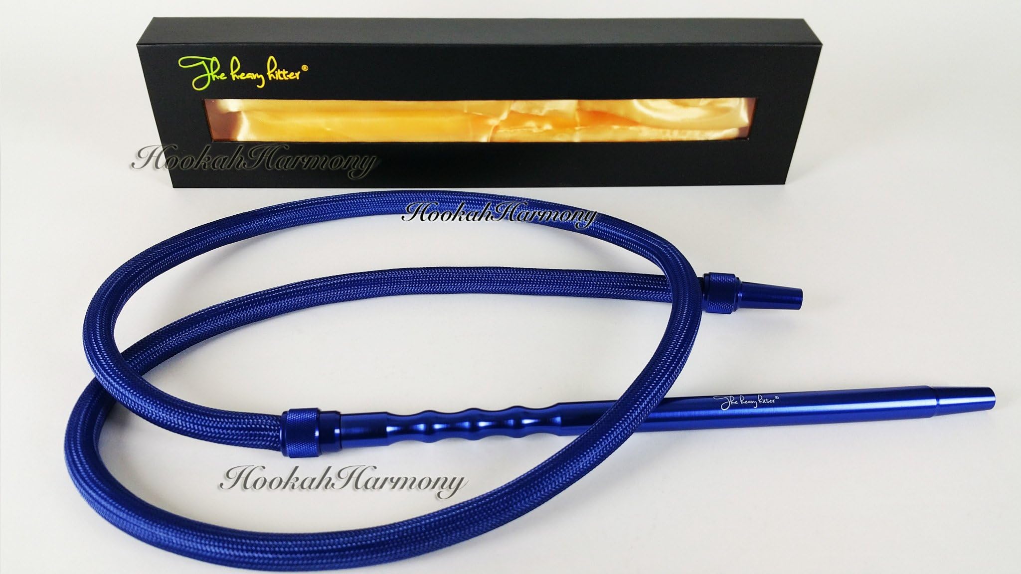 The Heavy Hitter BLUE Luxury Braided Aluminum Metal Handle Silicone Hookah Shisha Hose Washable With Blue Rubber Silicone Hose Grommet