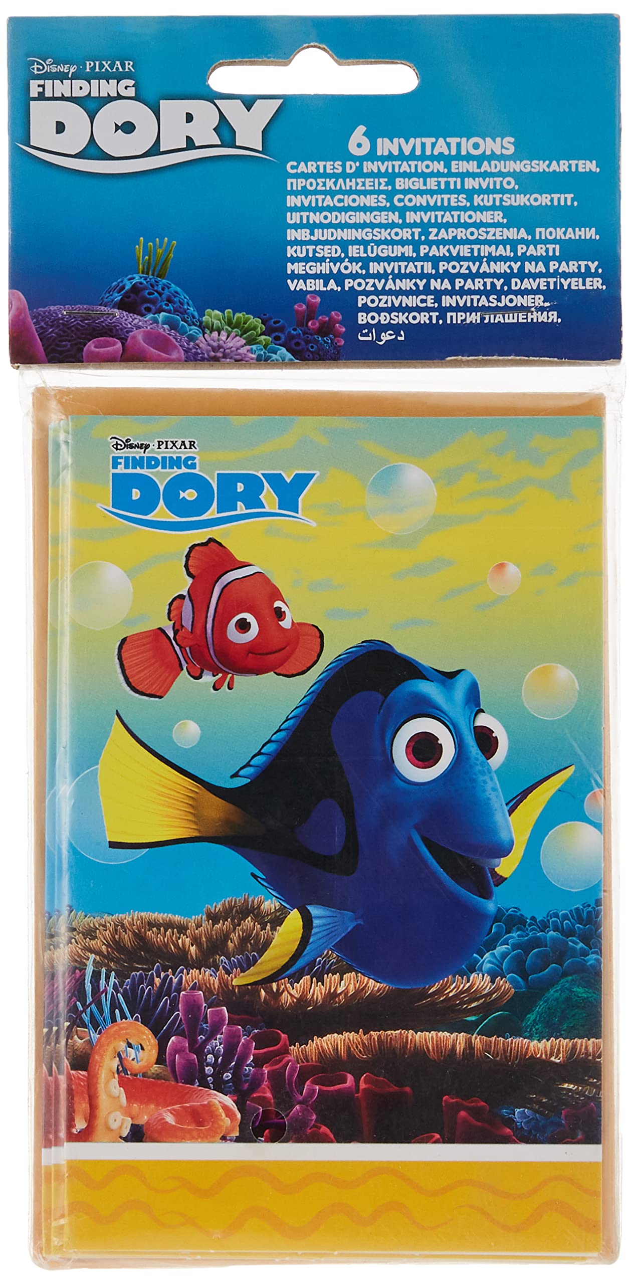 Procos Die-Cut Invitations Finding Dory 6 Pieces - 86653, Multicolor
