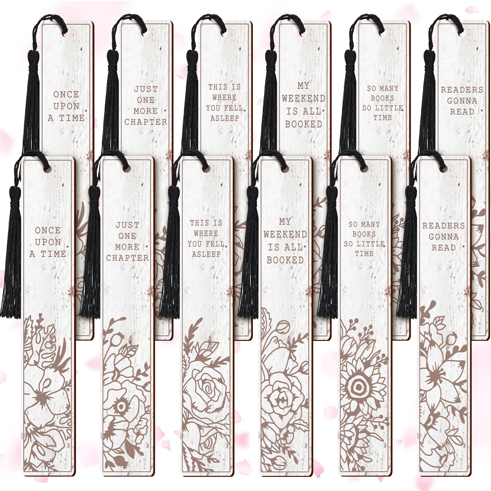 Colarr 12 Pcs Wood Bookmarks for Book Club Valentine Gift for Book Worms Books Lovers Gifts Bookmarks Bulk with Tassels for Reading Party Favors Men &