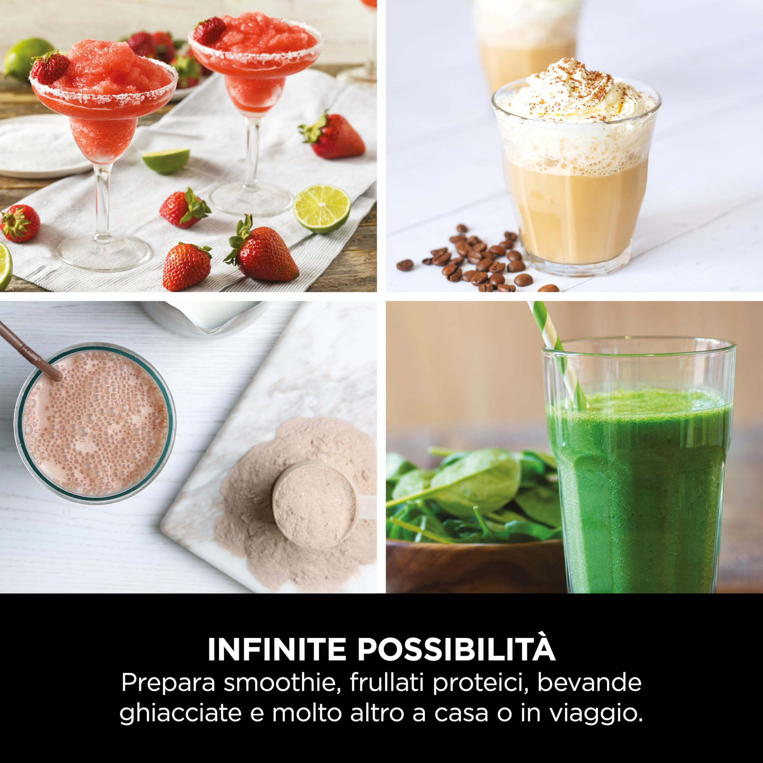 Ninja Blast Frullatore Portatile x2 530 ml, Coperchio Antiperdite e Beccuccio, Senza Filo, Ricaricabile, Frullati Proteici, Frulla Ghiaccio e Frutta congelata, Oro Rosa, Argento Metallico, BC151UKEUGV